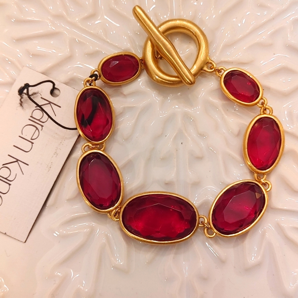 Gold Bracelet Red Stones Karen Kane